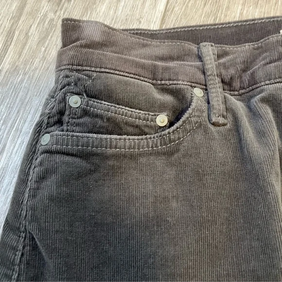 MOTHER Gray Corduroy Midi Skirt Frayed Raw Hem Size 24 - Picture 13 of 13